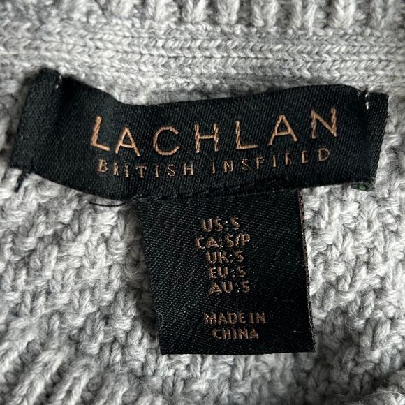 Lachlan British inspired cable knit fisherman sweater Wool blend light gray S - Picture 11 of 12